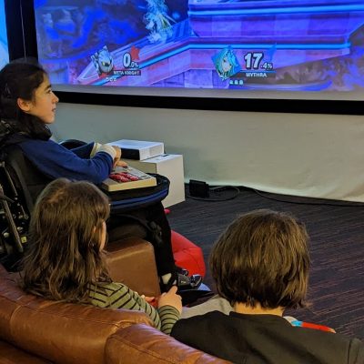 Amy playing with some new friends on Mario Kart
